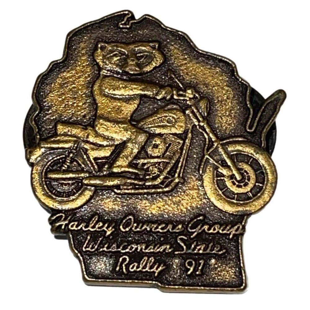 HARLEY DAVIDSON OWNERS GROUP HOG H.O.G 1991 WISCONSIN STATE RALLY VEST Lapel PIN